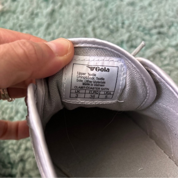 GOLA Coaster Classic Shoe US 3 UK 5 EU 36 Gray Silver Satin Low Ribbon Sneaker - Picture 8 of 8